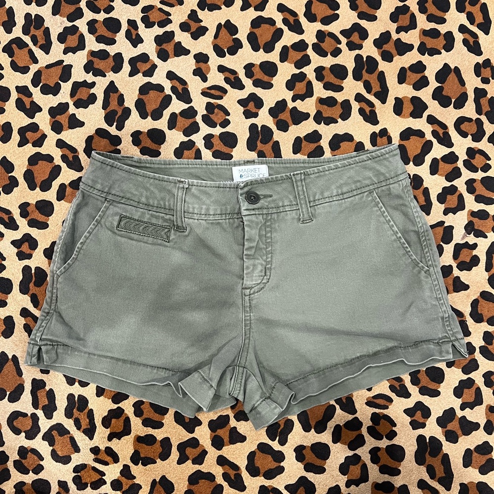 Olive Green Women's Mini Shorts